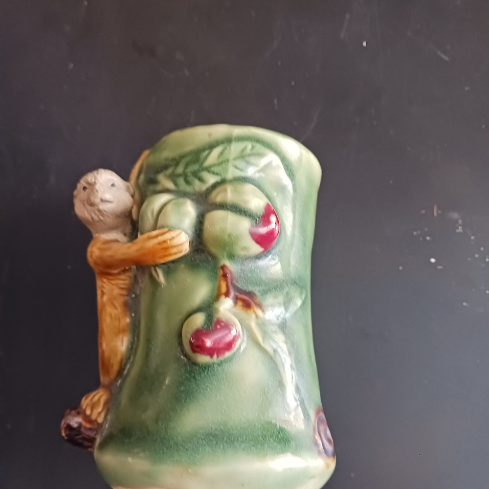 MCM Majolica MONKEY on tree vase by FF. VTG - Picture 5 of 10